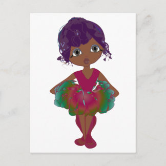 Cute Ballerina in Red en Green Tutu Art Briefkaart