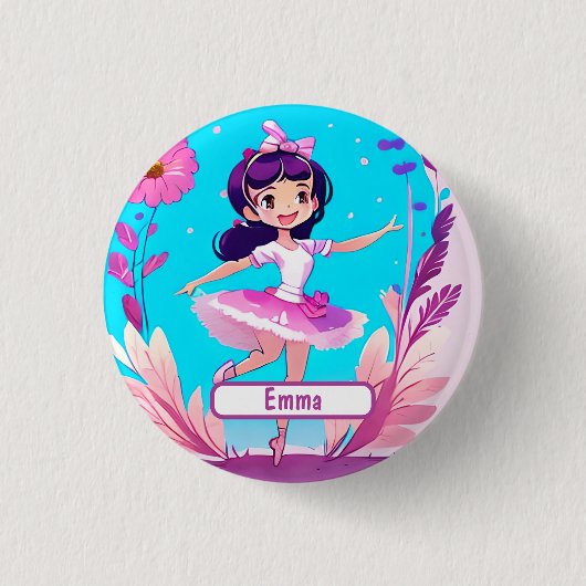 Cute Ballerina met  neus Ronde Button 3,2 Cm (Voorkant)