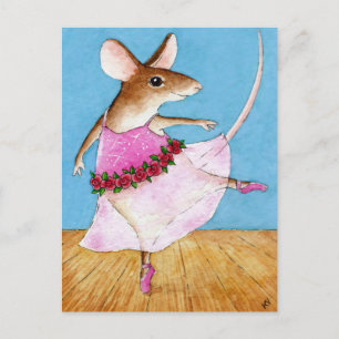 Cute ballerina muis briefkaart