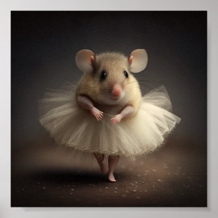 Cute ballerina muis poster