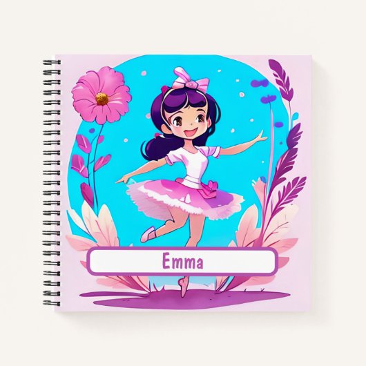 Cute Ballerina Notitieboek met  Nametag (Voorkant)