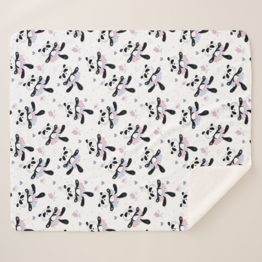 Cute Ballerina Panda Beren Animal Dance Sherpa Deken (Voorkant (horizontaal))