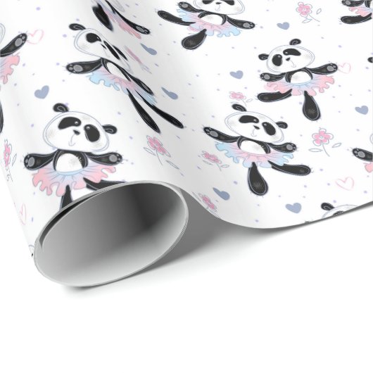 Cute Ballerina Panda Beren Ballet Dance Cadeaupapier (Rol Hoek)
