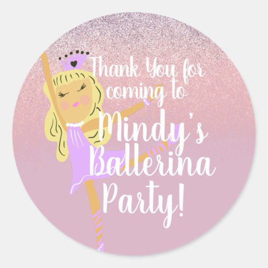 Cute Ballerina Party Doodle Classic Round Sticker (Voorkant)