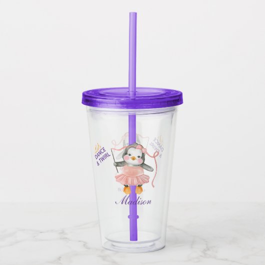 Cute Ballerina Penguin Personalize Acryltumbler Acryl Drinkbeker (Voorkant)
