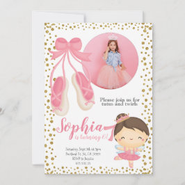 Cute Ballerina Pink Gold Glitter | Foto van Birthd Kaart