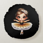 Cute Ballerina Rond Kussen (Voorkant)