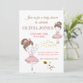 Cute ballerina roze tutus, sparkles blush glitter kaart (Staand voorkant)