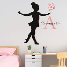 Cute Ballerina Silhouette Pink Monogram Naam