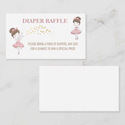 Cute ballerina tutu glitter blush diaper raffinage informatiekaartje (Voorkant / Achterkant)