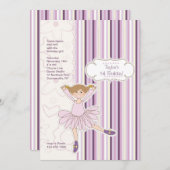 Cute Ballerina Uitnodiging (Voorkant / Achterkant)
