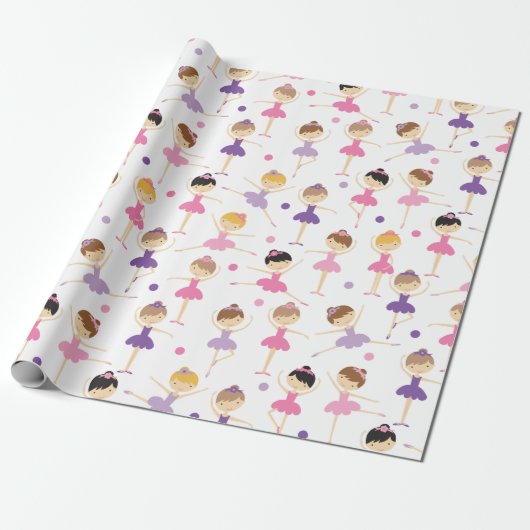Cute Ballerina Wrapping Paper Cadeaupapier (Uitgerold)