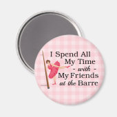 Cute Ballet Barre Funny Ballerina Dancer Gingham Magneet (Voorkant / Achterkant)
