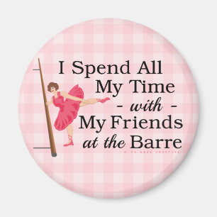 Cute Ballet Barre Funny Ballerina Dancer Gingham Magneet