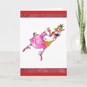 Cute Ballet Chicken-kerstkaart Kaart