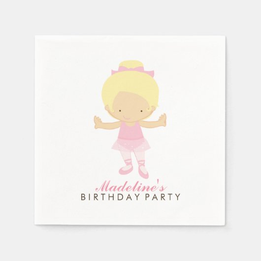 Cute Ballet Dancer Girl's Birthday Party Servet (Voorkant)