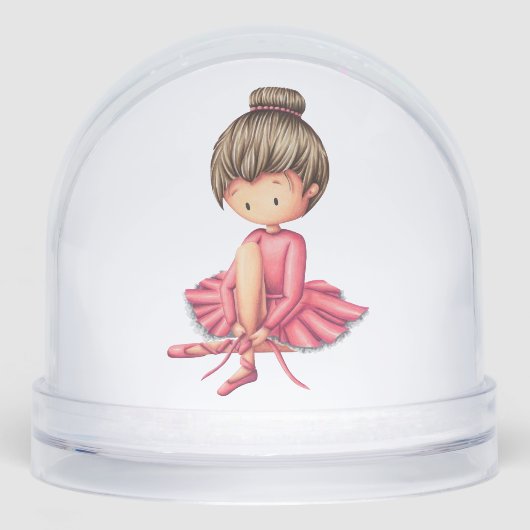 Cute Ballet Dancer Pink Tutu Sneeuwbol (Voorkant)