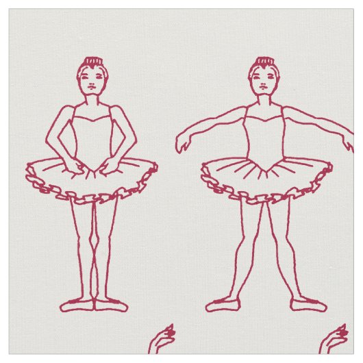 Cute Ballet Positions Pattern Stof (Close Up)