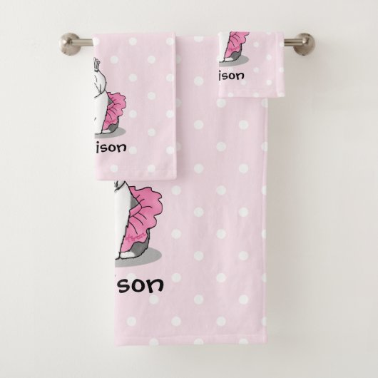 Cute Ballet Princess Old English Sheepdog Gray 1 Bad Handdoek (Insitu)