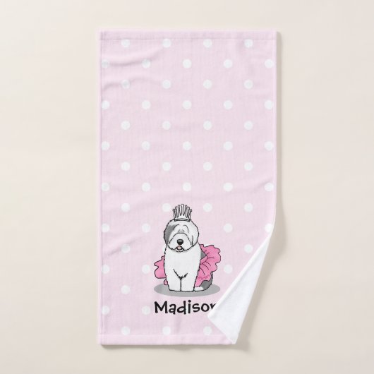 Cute Ballet Princess Old English Sheepdog Gray 1 Bad Handdoek (Handdoek)