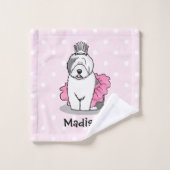 Cute Ballet Princess Old English Sheepdog Gray 1 Bad Handdoek (Wasdoekje)