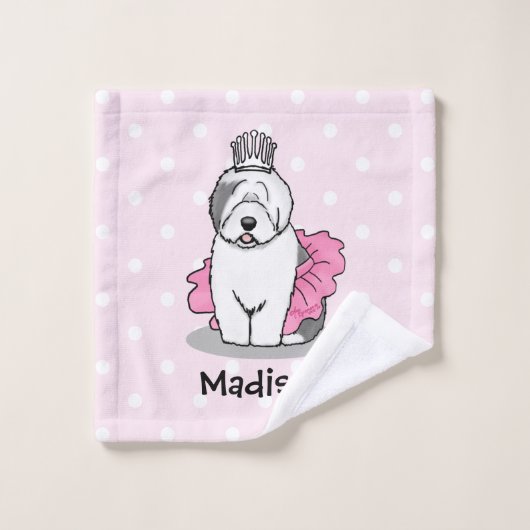 Cute Ballet Princess Old English Sheepdog Gray 1 Bad Handdoek (Wasdoekje)