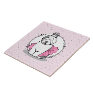 Cute Ballet Princess Old English Sheepdog Gray 1 Tegeltje