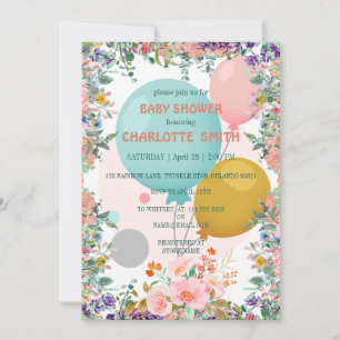  Cute Ballon waterverf flora baby shower Kaart