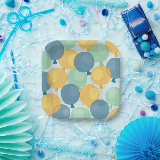 Cute Balloon Birthday Paper Borden Papieren Bordje (Feest)