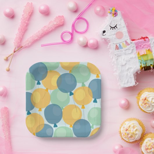 Cute Balloon Birthday Paper Borden Papieren Bordje (Feest)