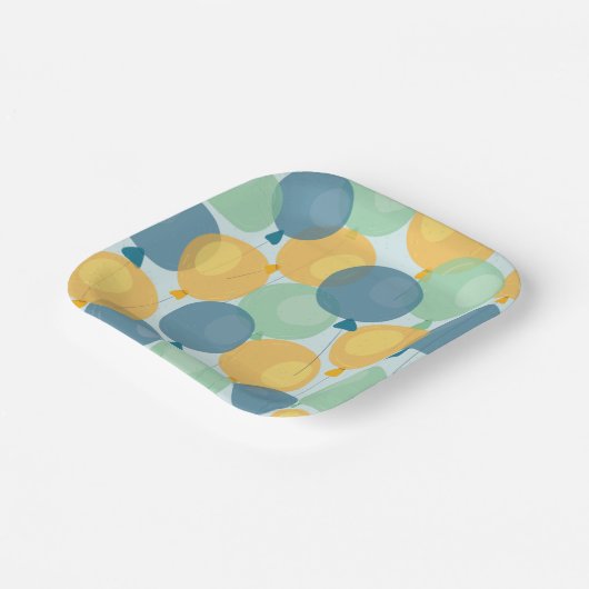 Cute Balloon Birthday Paper Borden Papieren Bordje (Gebogen)