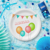 Cute Balloon Bunting Flag Kind Birthday Papieren Bordje (Feest)