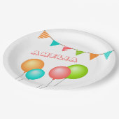 Cute Balloon Bunting Flag Kind Birthday Papieren Bordje (Gekanteld)
