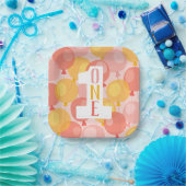 Cute Balloon First Birthday Paper Borden Papieren Bordje (Feest)