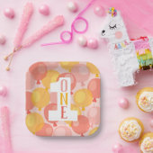 Cute Balloon First Birthday Paper Borden Papieren Bordje (Feest)