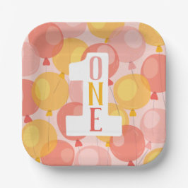 Cute Balloon First Birthday Paper Borden Papieren Bordje