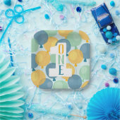 Cute Balloon First Birthday Paper Borden Papieren Bordje (Feest)