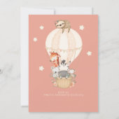 Cute Balloon Giraffe Sloth 1e verjaardag Girl Kaart (Achterkant)