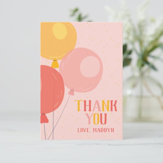 Cute Balloon Hartelijk dank Bedankkaart (Staand voorkant)