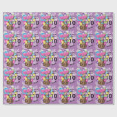 Cute Balloon Monkey Paarse kinderen Birthday Cadeaupapier (Vlak)