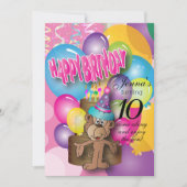 Cute Balloon Monkey Pink Birthday Kaart (Voorkant)