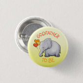Cute Balloons Elephant Baby shower Godfather-To-be Ronde Button 3,2 Cm (Voorkant /achterkant)