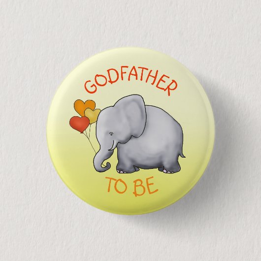 Cute Balloons Elephant Baby shower Godfather-To-be Ronde Button 3,2 Cm (Voorkant)