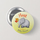 Cute Balloons Elephant Baby shower Host Ronde Button 5,7 Cm (Voorkant /achterkant)