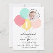 Cute Balloons Moderne Eerste Foto Dag Kaart (Voorkant)