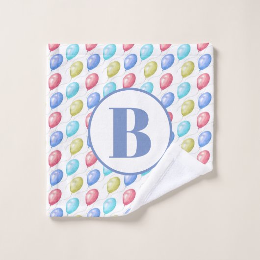 Cute Balloons Monogram Baby Nursery Washandje (Wasdoekje)
