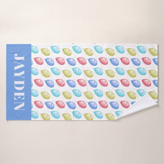 Cute Balloons Monogram Boy Baby Nursery Badhanddoek (Badhanddoek)