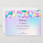 Cute Baloons Birthday Party Girl Uitnodiging (Voorkant)