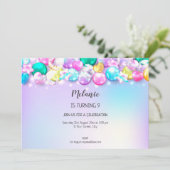 Cute Baloons Birthday Party Girl Uitnodiging (Staand voorkant)