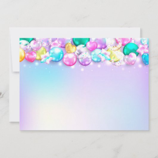 Cute Baloons Birthday Party Girl Uitnodiging (Achterkant)